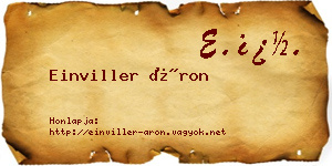 Einviller Áron névjegykártya